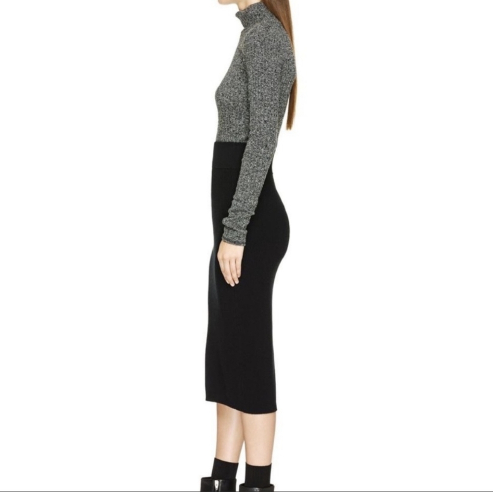 Wilfred Free Josephine Ribbed Knit Midi Skirt, Black, Small